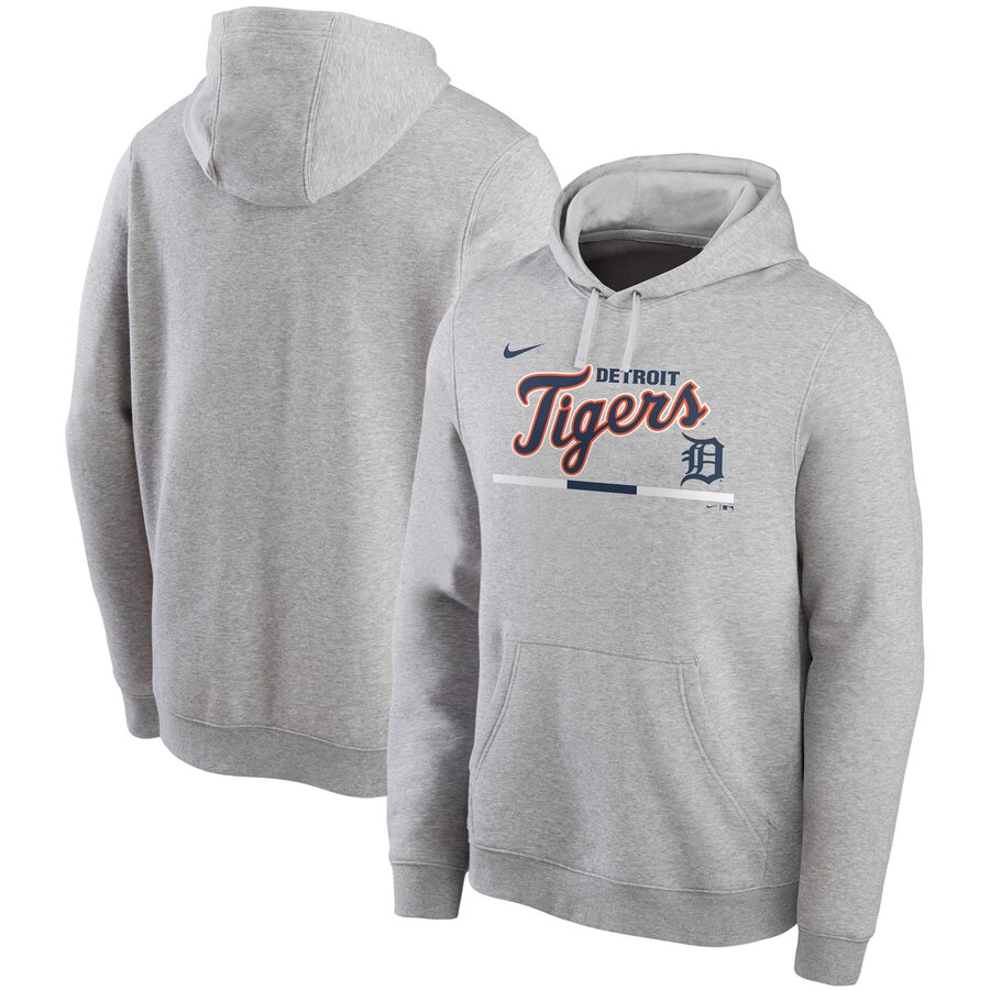 Detroit Tigers Nike Color Bar Club Pullover Hoodie Gray